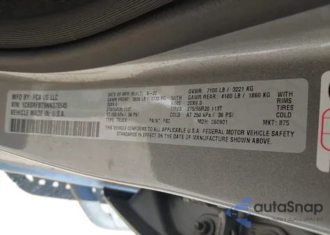 2022 Ram 1500 Big Horn 4X4 6'4 Box from USA, damaged, VIN 1C6SRFBT9NN376545